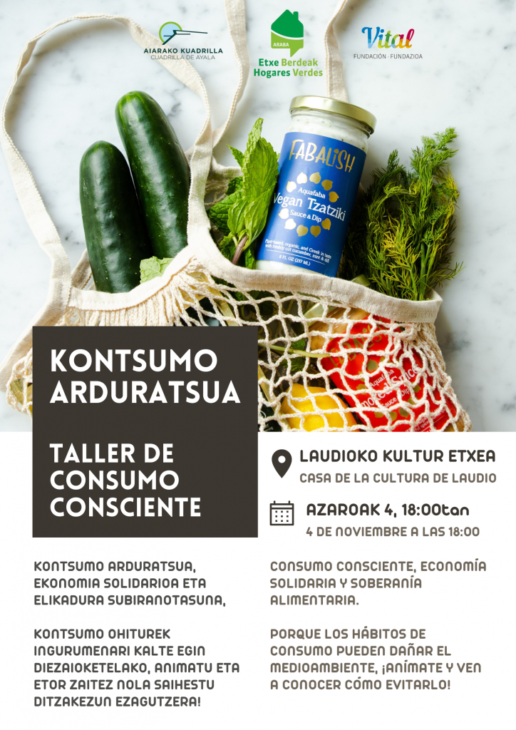 TALLER-CONSUMO-CONSCIENTE-1-724x1024 Bi tailer ospatuko dira ‘Etxe berdeak’ Vital Fundazioaren proiektuaren esparruan, Aiaraldeko Kuadrillarekin koordinatuta.
