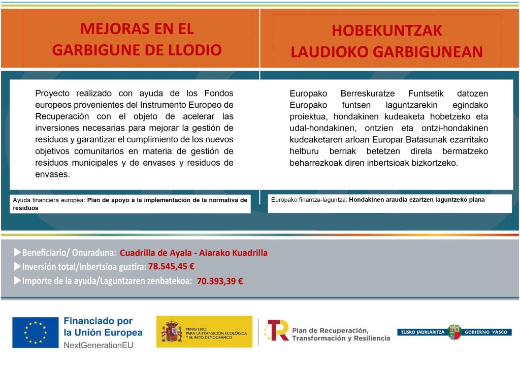 CARTEL-MEJORAS-GARBIGUNE_page-0001-1024x724 La Cuadrilla de Aiaraldea recibe subvenciones por un total de 290.893€ para la ejecución de proyectos estratégicos de Medio Ambiente