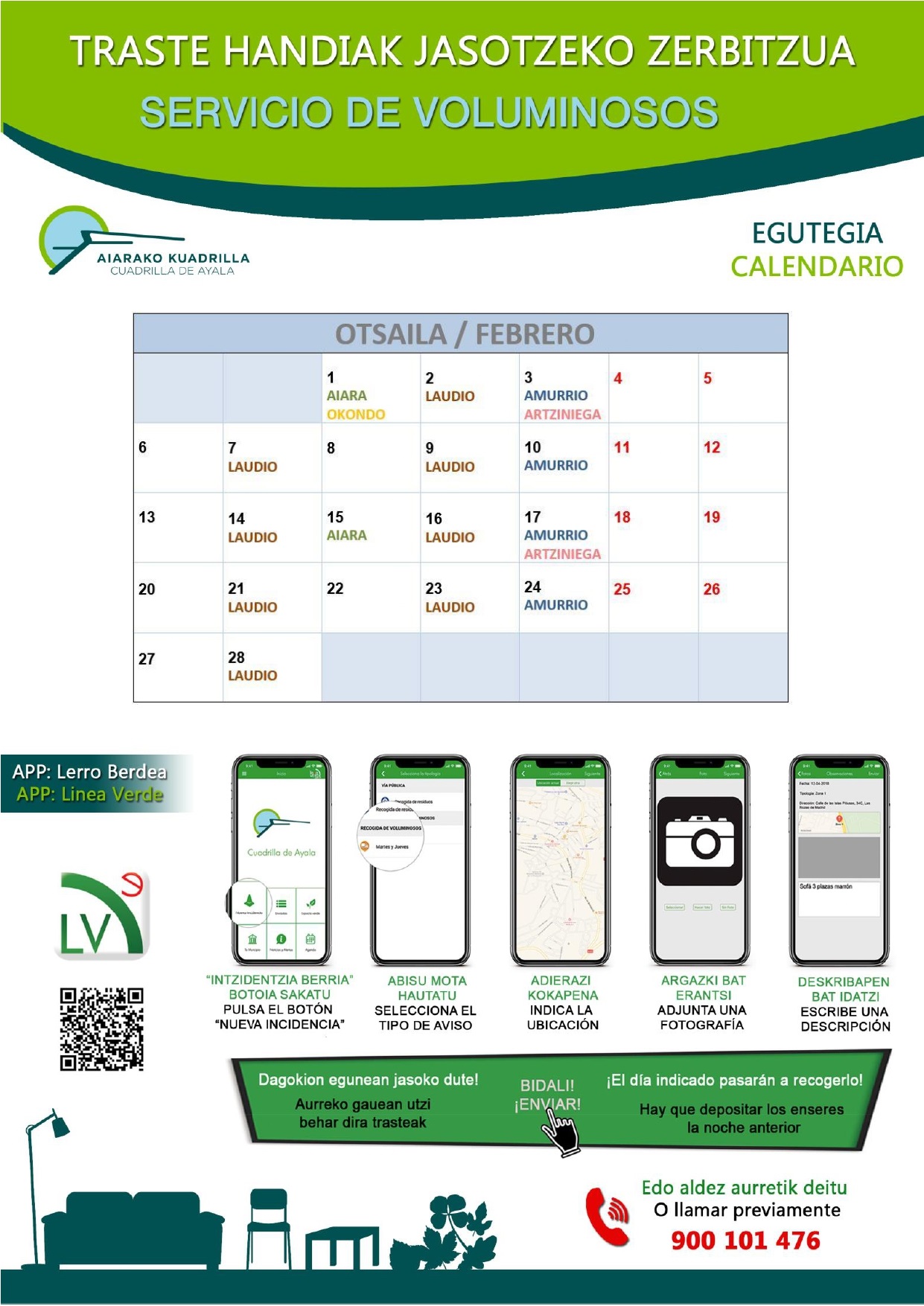 VOLUMINOSOS-FEBRERO-2023_page-0001-2 CALENDARIO FEBRERO Recogida selectiva de residuos voluminosos y enseres en la Cuadrilla de Aiaraldea