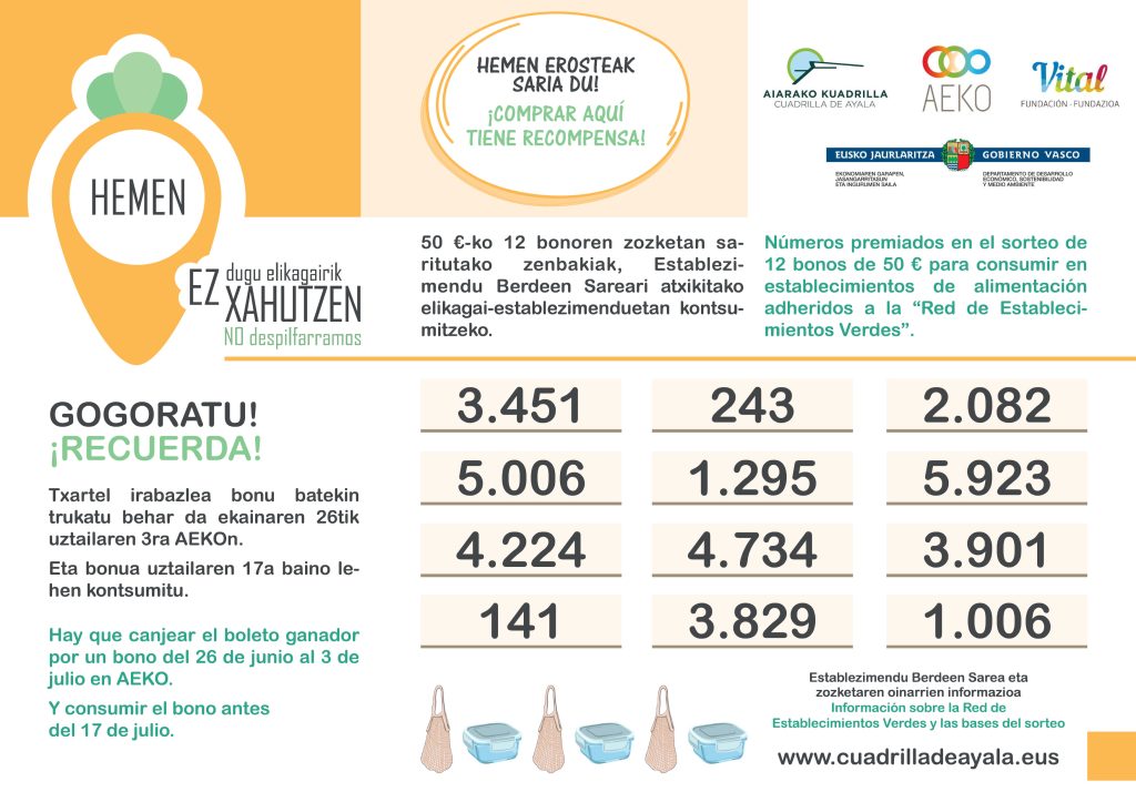 0-1024x714 La Cuadrilla de Aiaraldea anuncia los números premiados de la campaña “No despilfarramos”