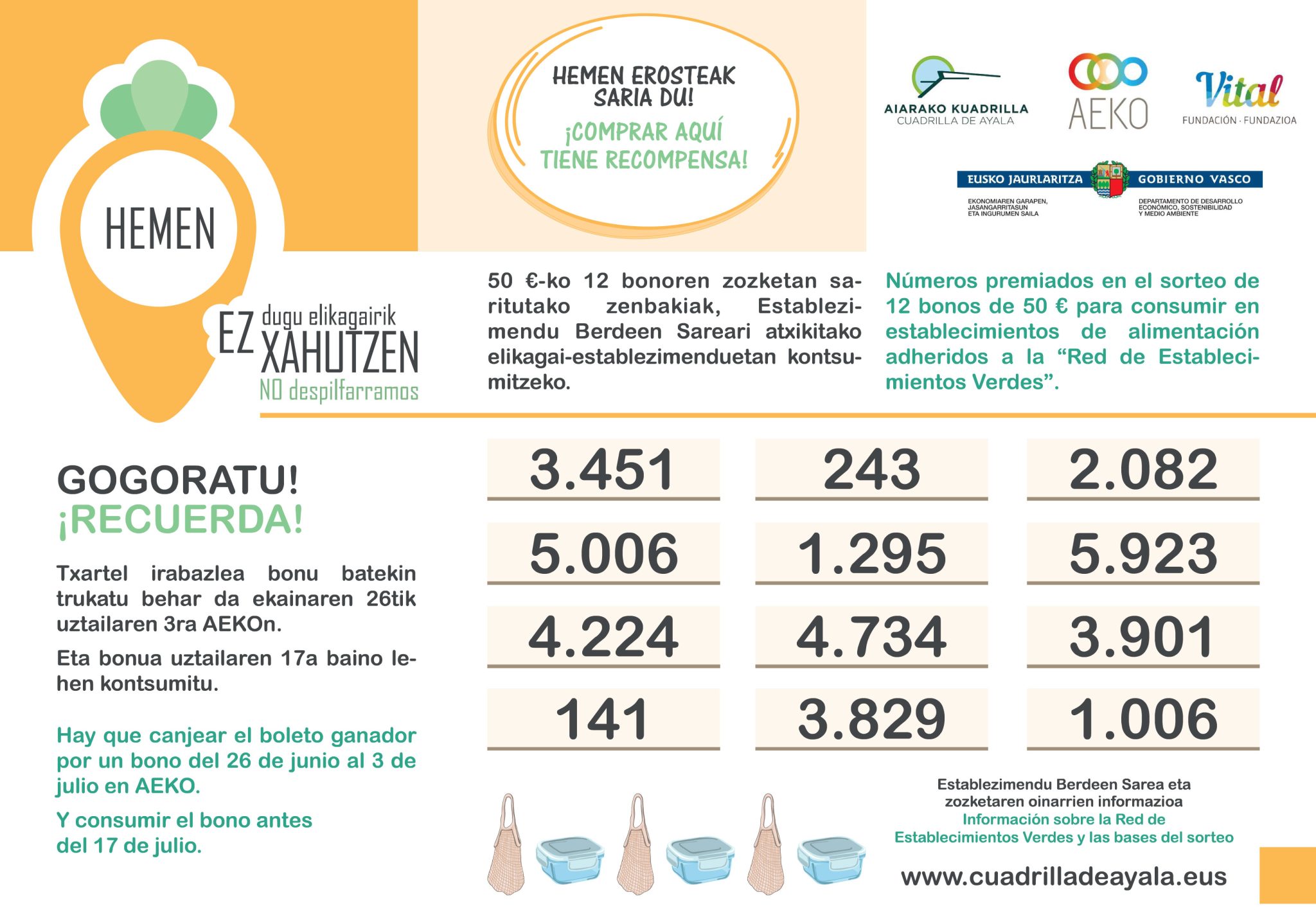 0-scaled Aiaraldeko Kuadrillak “Hemen ez dugu elikagairik xahutzen” kanpainako zenbaki sarituak jakinarazi ditu