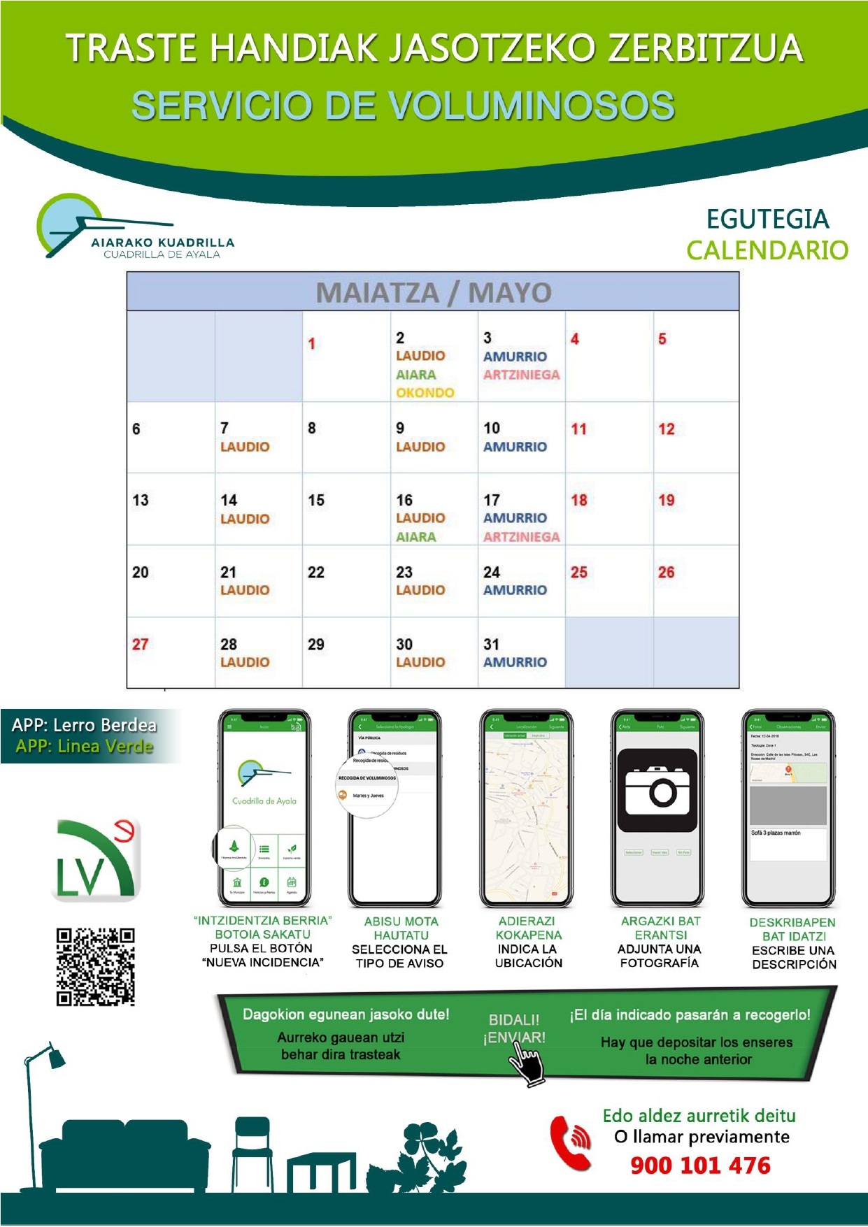 05_Maiatza-2024 CALENDARIO MAYO Recogida selectiva de residuos voluminosos y enseres en la Cuadrilla de Aiaraldea