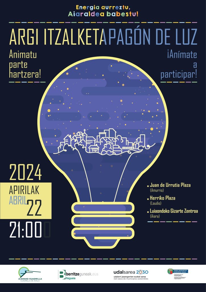 KARTELA_ITZALKETA-1-724x1024 Aiaraldeko Kuadrillak energia aurrezteko sentsibilizazio kanpaina bat jarri du abian bere Ingurumen Sailetik, eskualdeko 2030 Eskola Agenda proiektuaren barruan