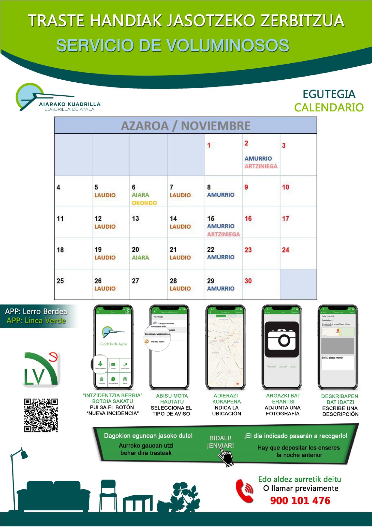 11_Azaroa-2024 CALENDARIO NOVIEMBRE Recogida selectiva de residuos voluminosos y enseres en la Cuadrilla de Aiaraldea