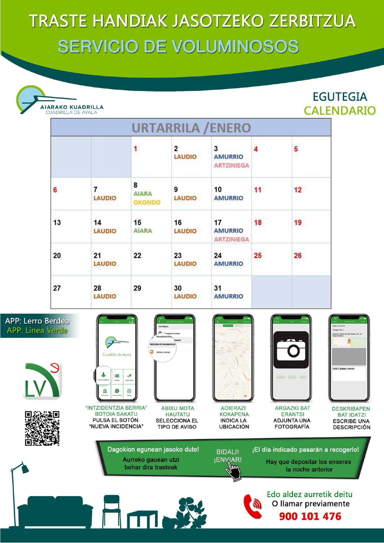 01_Voluminosos-Enero-2025 CALENDARIO ENERO Recogida selectiva de residuos voluminosos y enseres en la Cuadrilla de Aiaraldea