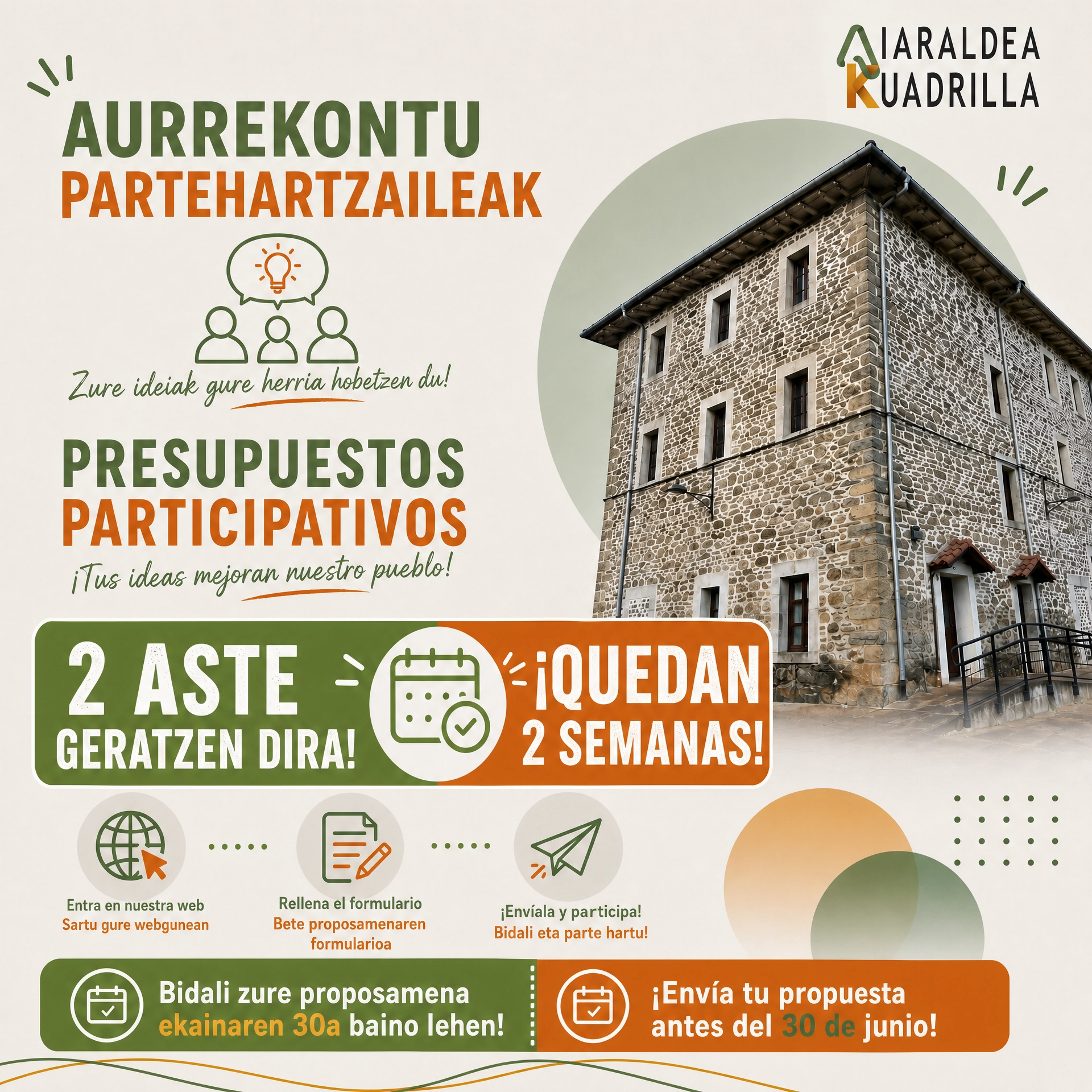 presupuestos_participativos_2_semanas Últimas dos semanas para presentar propuestas a los presupuestos participativos de la Cuadrilla de Aiaraldea
