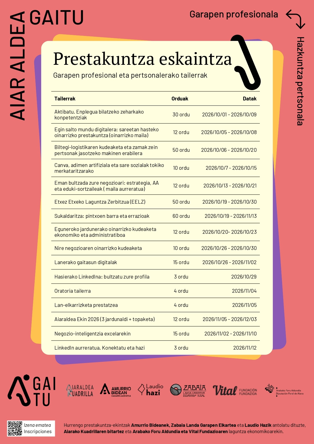 EUS-Aiaraldea-Gaitu-2026 Tailerrak eta prestakuntza-eskaintza